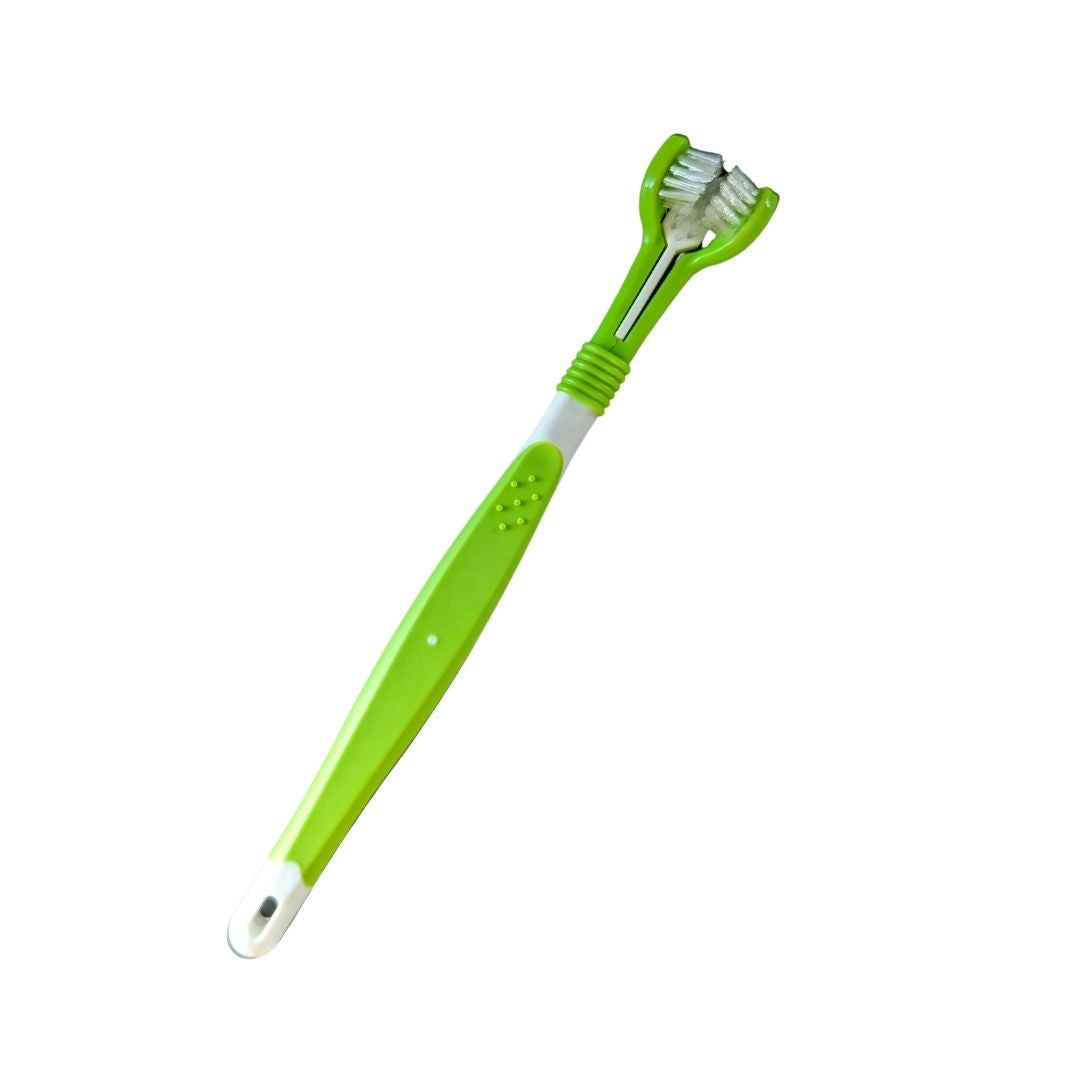 3-seitige Zahnbürste für Hund und Katze. Reinigt die Zähne rundum in einer Bewegung für eine schnelle, gründliche und stressarme Mundpflege.