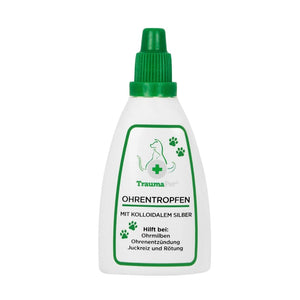 Hund und Katze mit gesunden Ohren nach der Anwendung von TraumaPet Ohrentropfen mit kolloidalem Silber, geeignet für alle Haustiere und sanft zu empfindlichen Ohren.